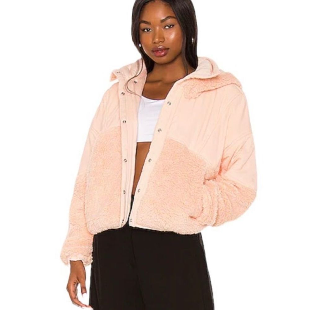 Free People l Adventure Awaits Peach Sherpa Jacket SZ L